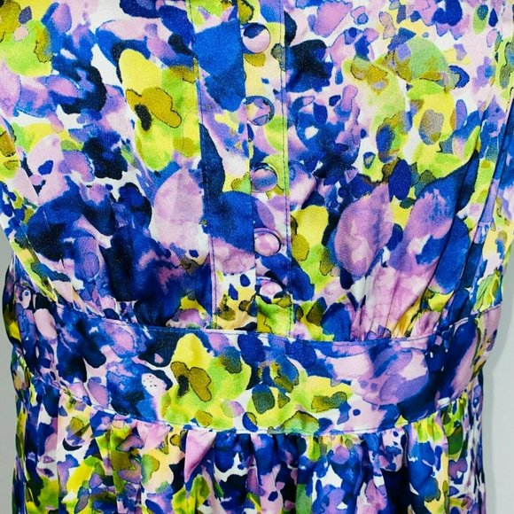 Apt 9 Womens Small S Abstract Watercolor Print Popover Fitted Front Waist Top - Picture 6 of 8